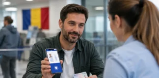 RO Wallet s-a lansat, dar nu îl poți descărca. Aplicația vine abia în ianuarie 2027 Persoană folosind RO Wallet pe telefon pentru identitate și acte digitale în România